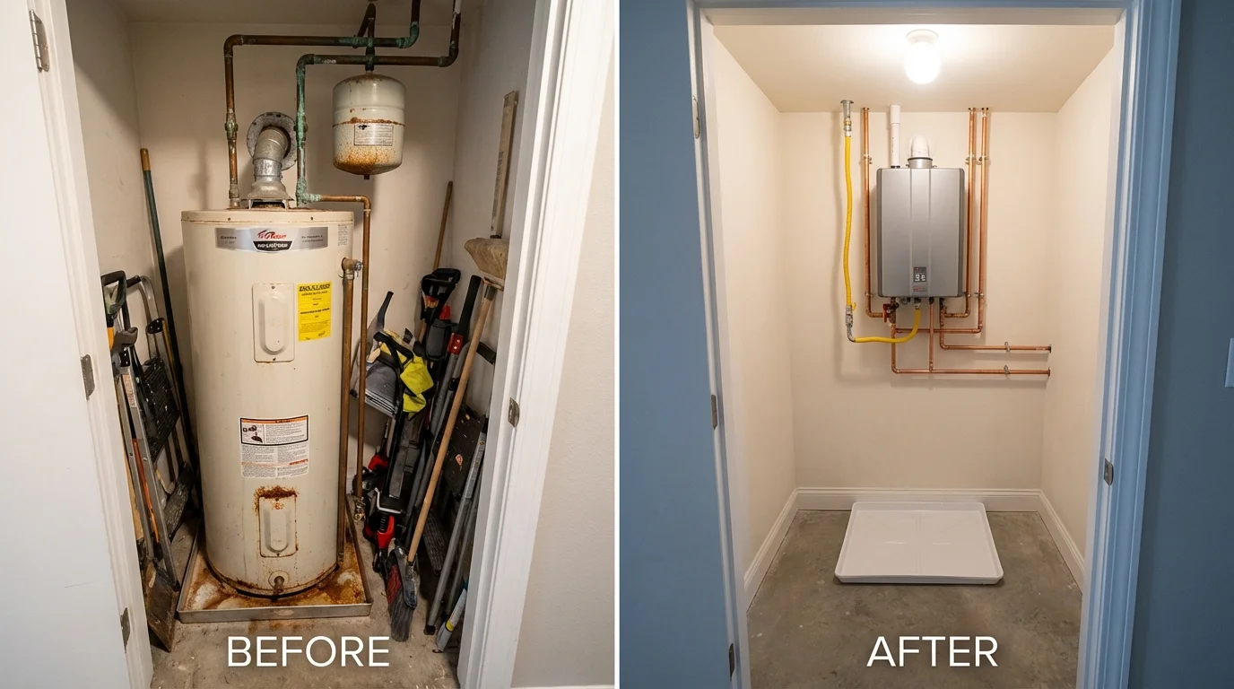 Tank water heater versus wall-mounted tankless unit comparison for Oak Grove, KY homeowners